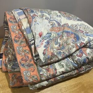 Ralph Lauren Chaps Coral Sands Comforter Queen Paisley Jacobean Cottage